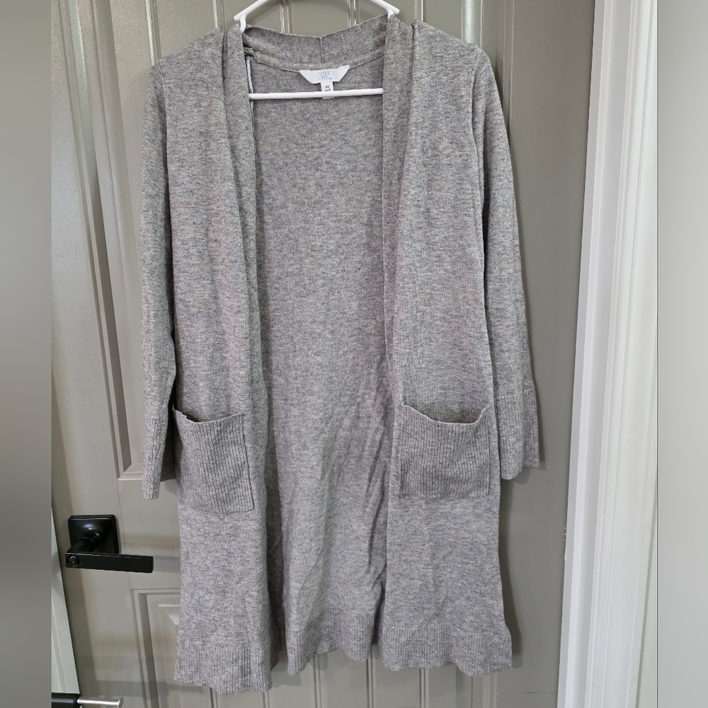 Time & Tru Womans XS Light Gray Cardigan Open Front Pockets